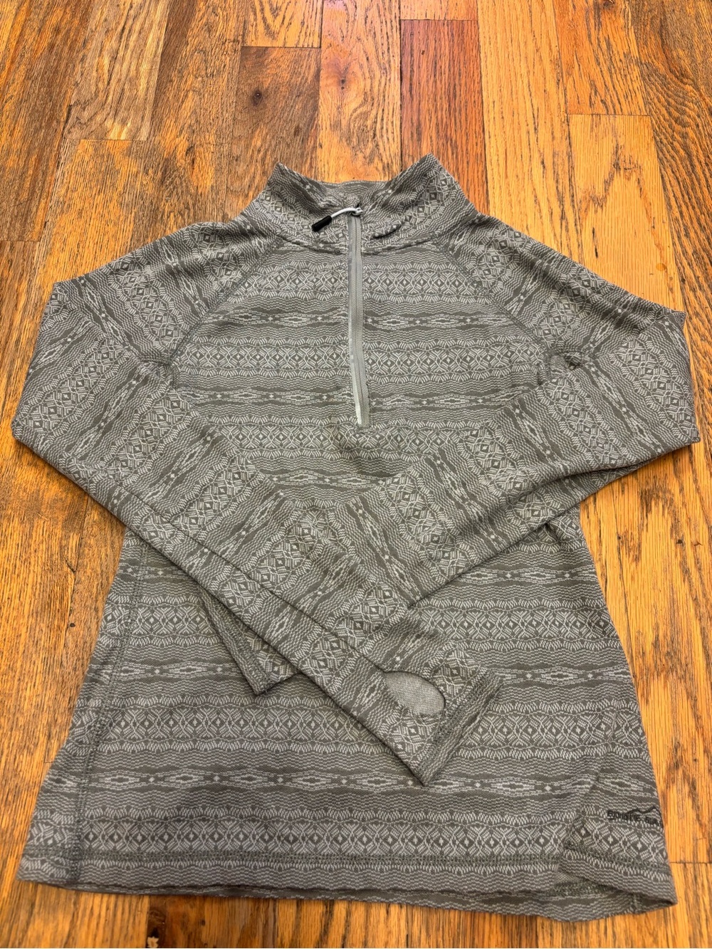 Eddie Bauer Gray Patterned Half-Zip Pullover
